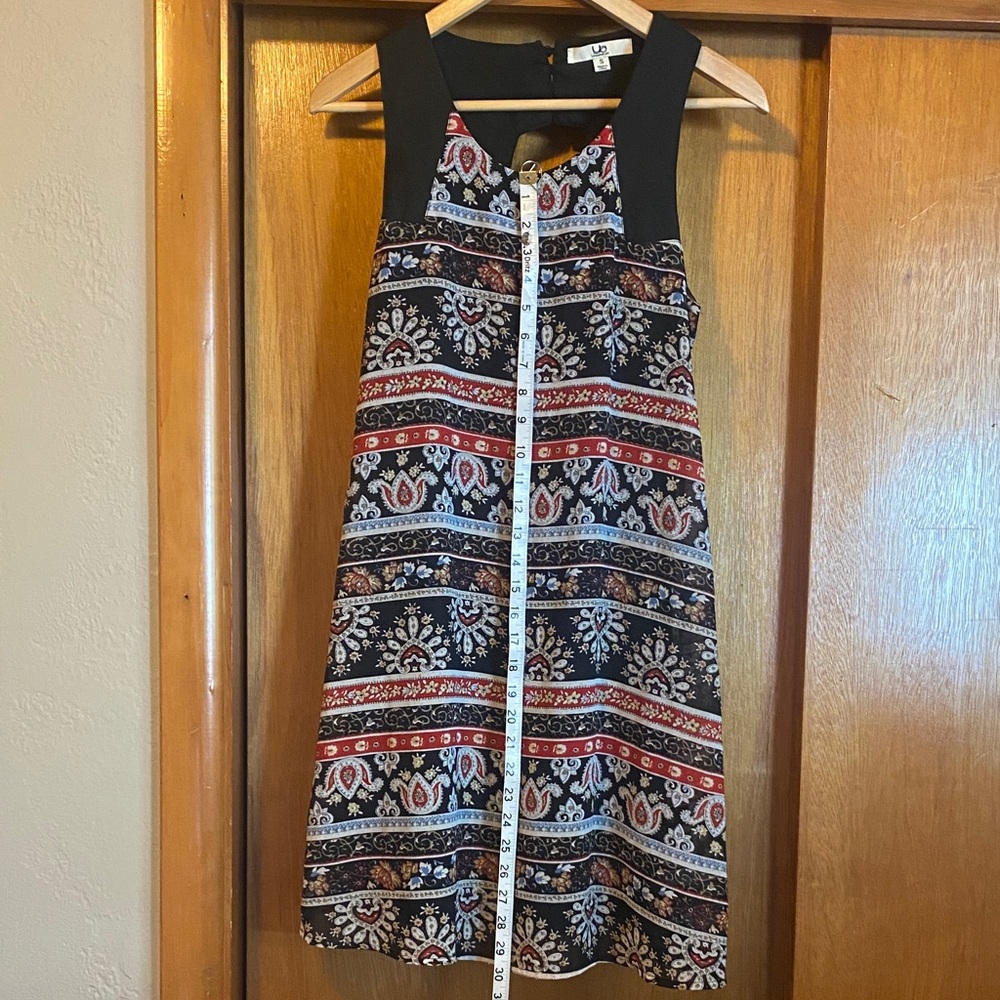 Ya Los Angeles Womens Mini Dress Small Paisley Patterned Vintage Black Blue Red - Picture 6 of 7
